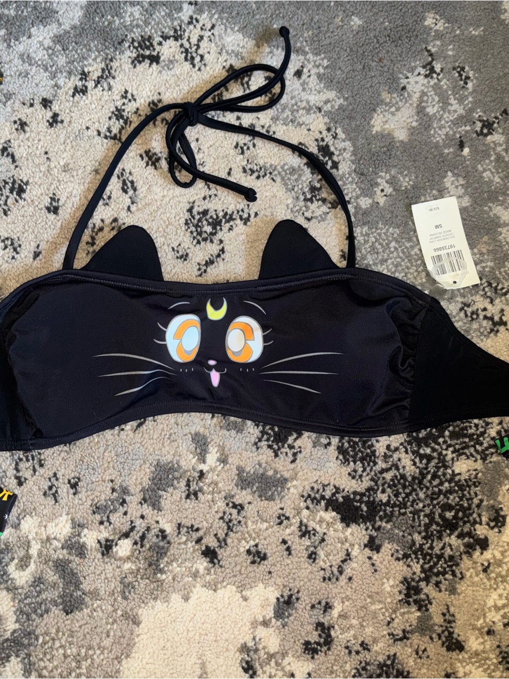 Hot Topic Black Sailor Moon Bandeau Bikini Top with Ear Accents